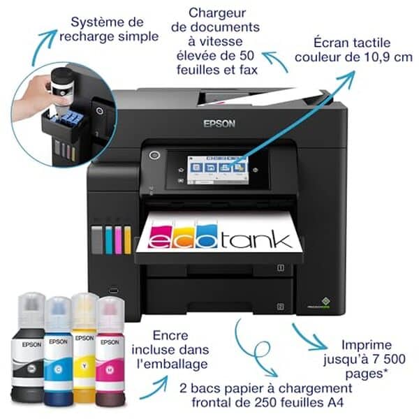 Découvrez notre test détaillé de l'imprimante Epson Ecotank ET-5805 : qualité d'impression, consommation d'encre et rendement pour votre bureau à domicile. 